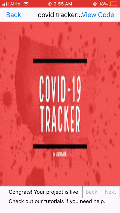 covid tracker app built by coding student