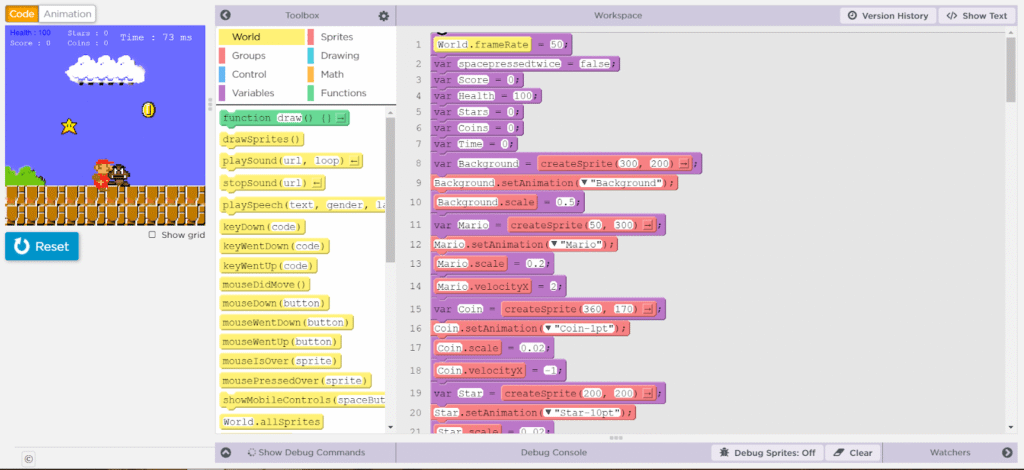 mario game in scratch