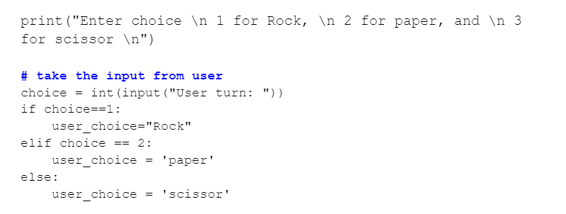 rock, paper, scissors game code in Python